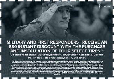 Military & First Responders Receive $80 Discount on 4 Select Tires
