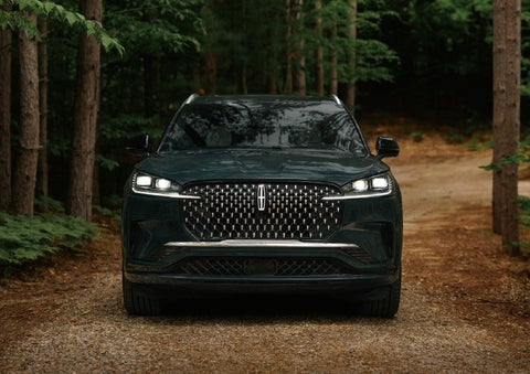 The front grille of a 2027 Lincoln Aviator® Black Label™ SUV is shown. | Palmetto Lincoln in Charleston SC